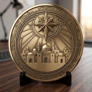 Christmas Nativity Coin Depth Map, Religious Star Relief Laser Engraving PNG