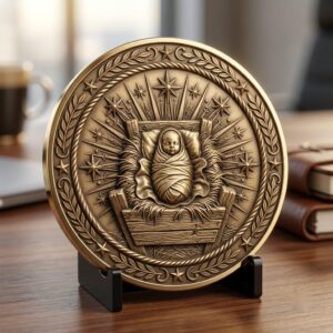 Christmas Nativity Coin Depth Map, Religious Star Relief Laser Engraving PNG