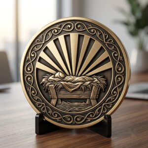 Christmas Nativity Coin Laser Engraving File, 3D Faith Relief PNG Bundle