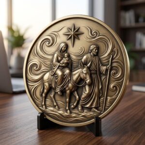 Christmas Nativity Coin Laser Engraving File, 3D Faith Relief PNG Bundle