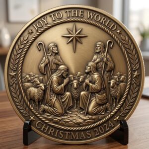Christmas Nativity Coin Laser Engraving File, 3D Faith Relief PNG Bundle