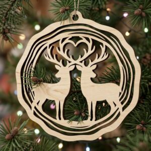 Christmas Ornament Bundle, Winter Forest Reindeer, Layered Mountain Tree Decor