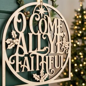 Christmas Ornament Svg Bundle, Laser Cut File, Classic Carol Lyrics Door Hanger, Typography Bauble Star And Bell Sign Designs