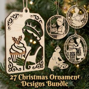 Christmas Ornament Svg Bundle, Mrs Claus Bakery, Gingerbread Recipe Baubles