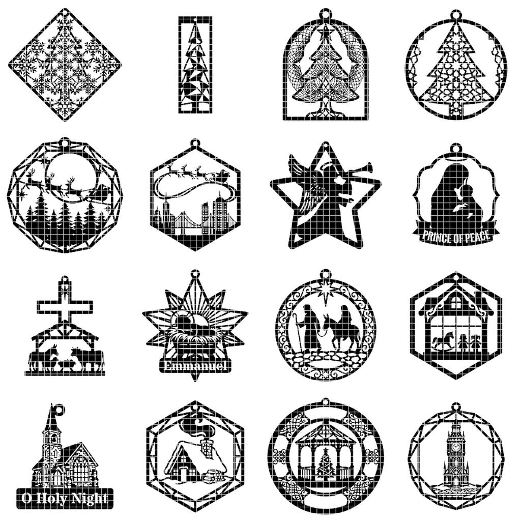Christmas Ornament Svg, Laser Cut Reindeer Bundle, Woodland Forest Silhouette Files, Winter Snowflake Layered Decor, 34 Designs