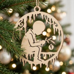 Christmas Reindeer Ornament Bundle, Winter Forest Silhouette, Layered Snowflake Design