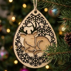 Christmas Reindeer Ornament Bundle, Woodland Deer, Winter Forest, 50 Designs