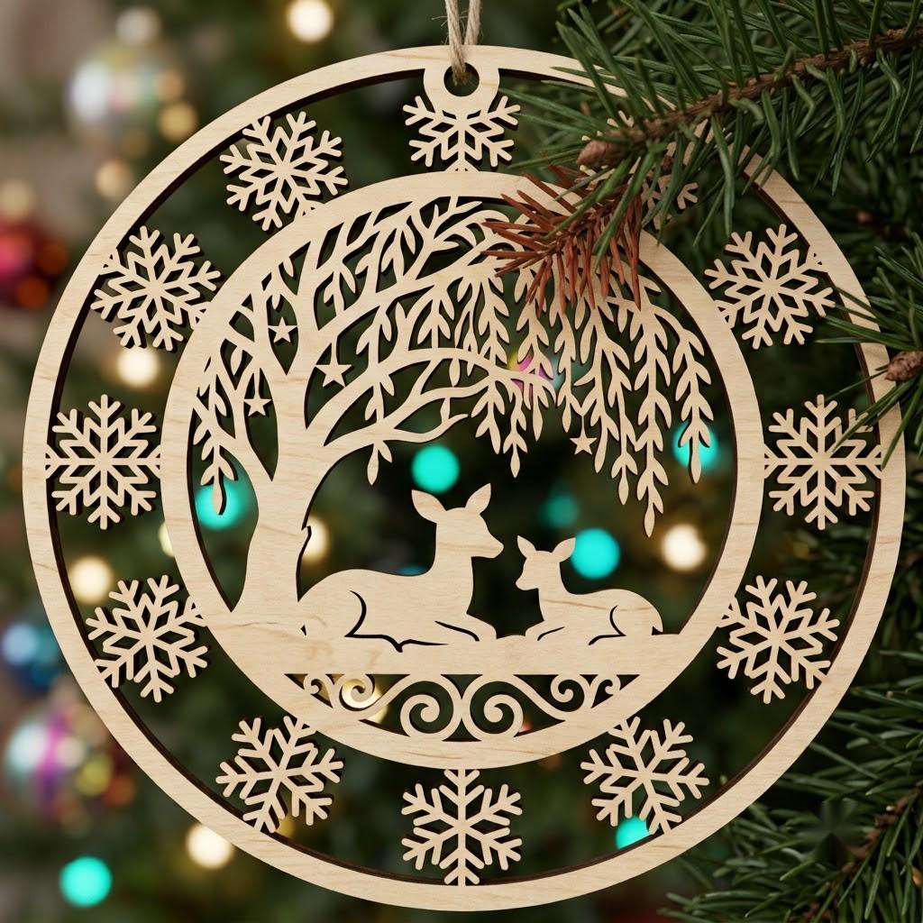 Christmas Reindeer Ornament Bundle, Woodland Deer, Winter Forest, 50 Designs