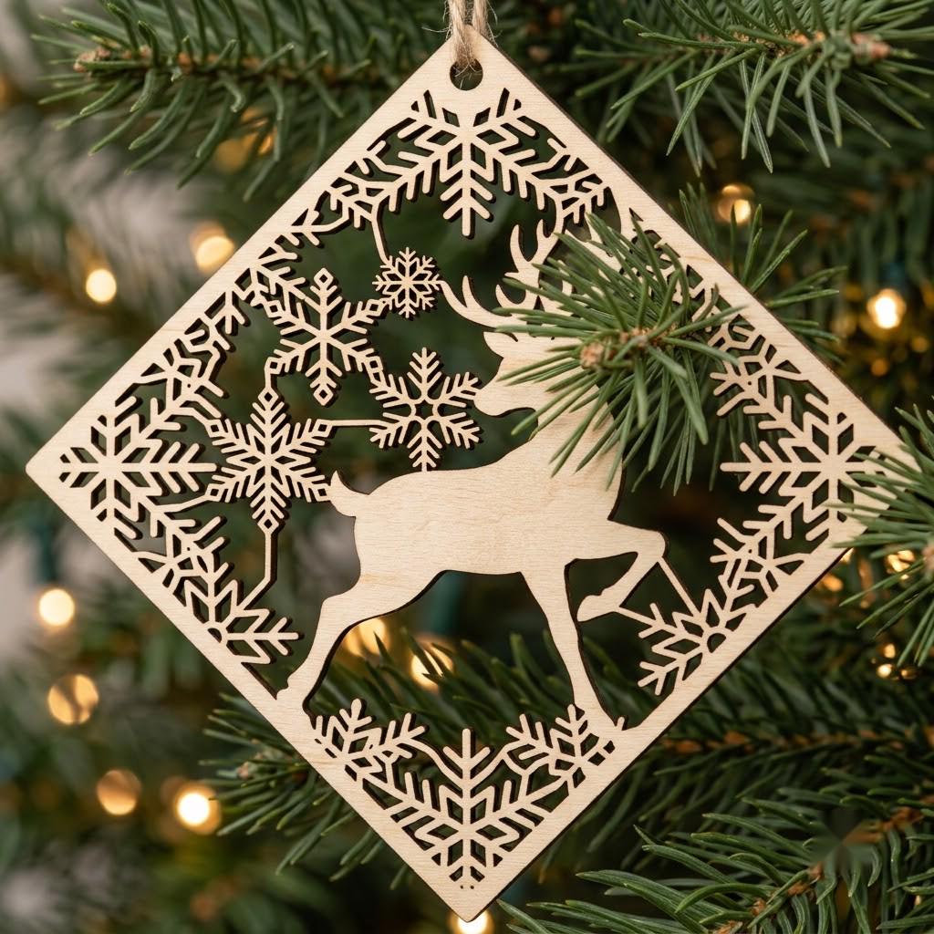 Christmas Reindeer Ornament Bundle, Woodland Deer, Winter Forest, 50 Designs