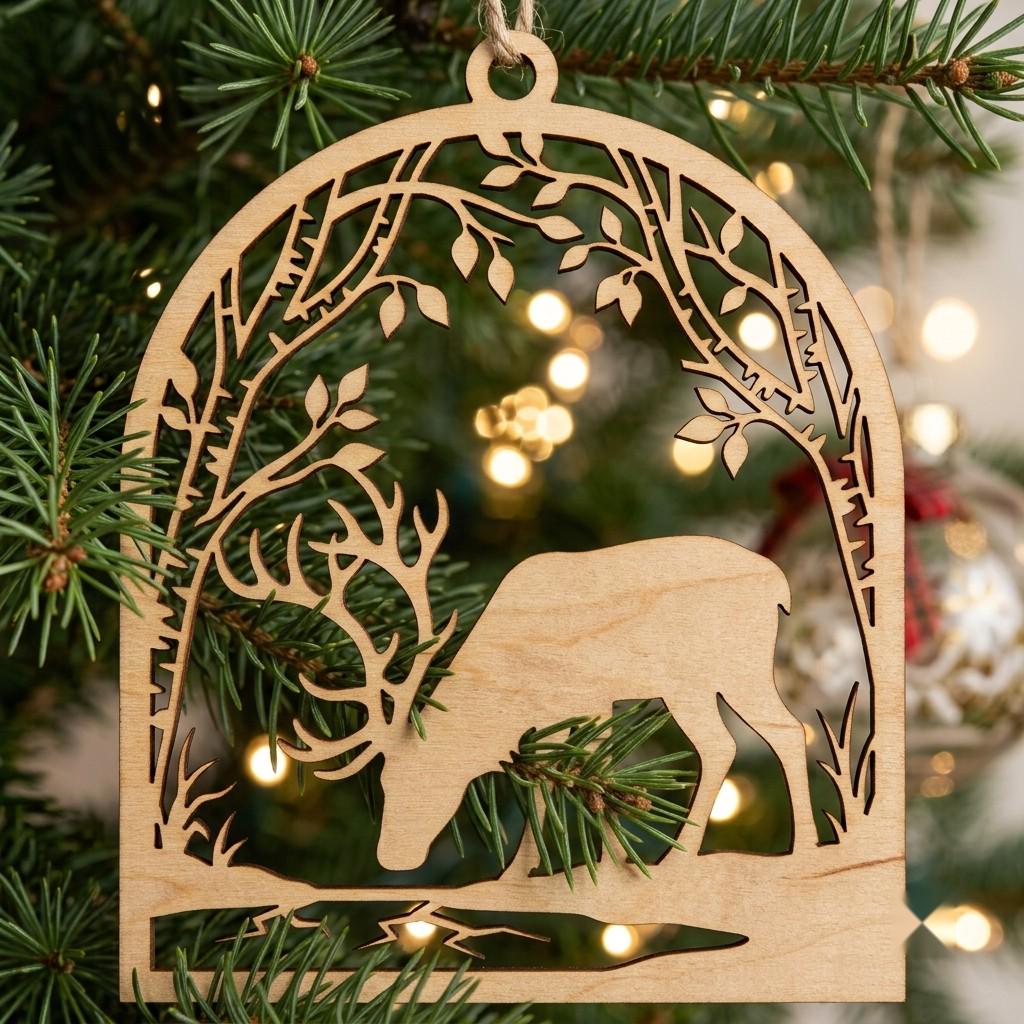 Christmas Reindeer Ornament Bundle, Woodland Deer, Winter Forest, 50 Designs
