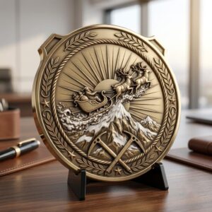 Christmas Santa Sleigh Laser Engraving File, Challenge Coin Relief Art