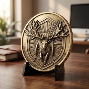 Christmas Santa Sleigh Laser Engraving File, Challenge Coin Relief Art
