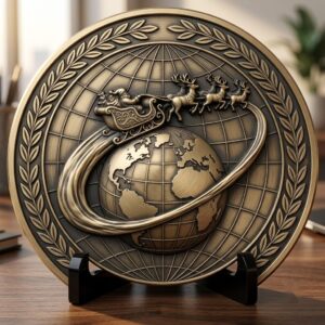 Christmas Santa Sleigh Laser Engraving File, Challenge Coin Relief Art