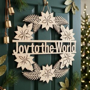 Christmas Sign Svg, Round Door Hanger Laser Cut File, Classic Holiday Botanical Wreath Bundle, 7 Pine And Mistletoe Designs