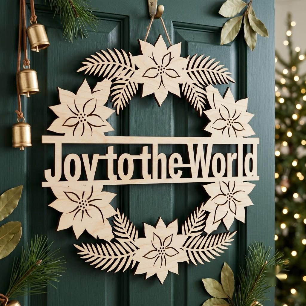 Christmas Sign Svg, Round Door Hanger Laser Cut File, Classic Holiday Botanical Wreath Bundle, 7 Pine And Mistletoe Designs