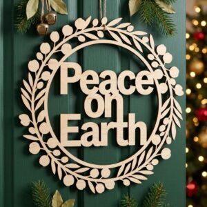 Christmas Sign Svg, Round Door Hanger Laser Cut File, Classic Holiday Botanical Wreath Bundle, 7 Pine And Mistletoe Designs