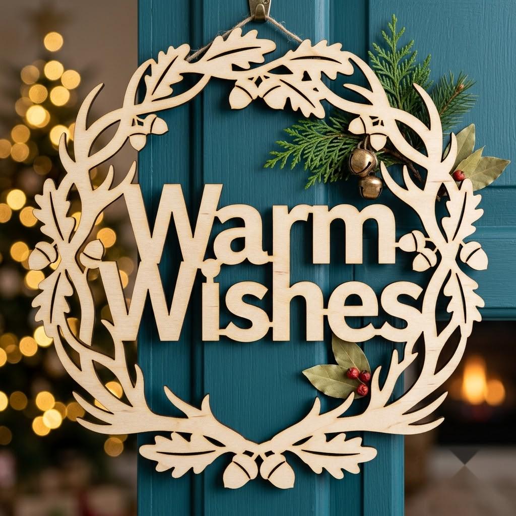 Christmas Sign Svg, Round Door Hanger Laser Cut File, Classic Holiday Botanical Wreath Bundle, 7 Pine And Mistletoe Designs