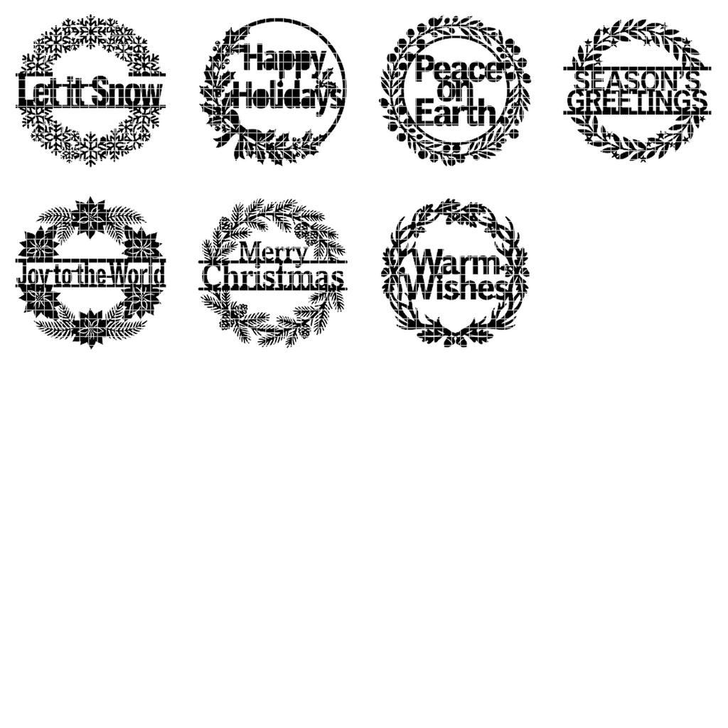 Christmas Sign Svg, Round Door Hanger Laser Cut File, Classic Holiday Botanical Wreath Bundle, 7 Pine And Mistletoe Designs