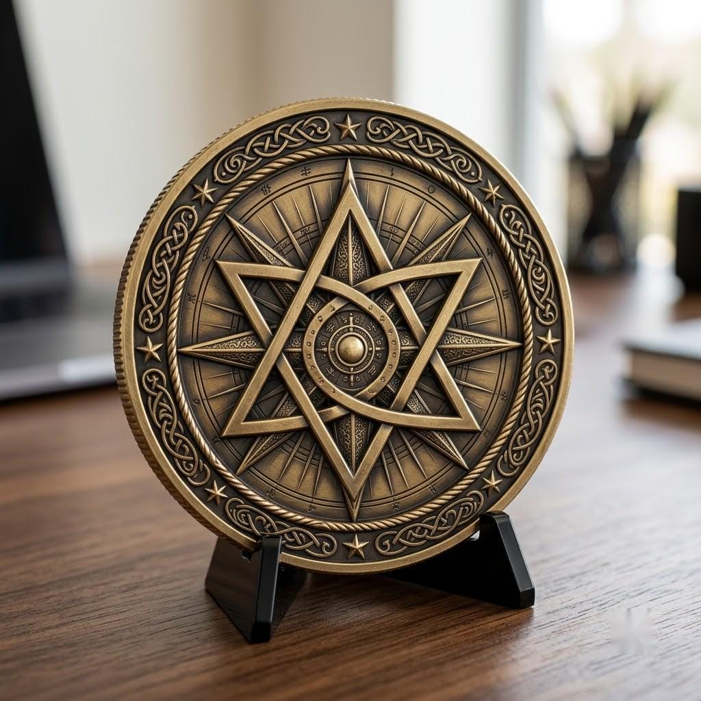 Coin Engraving File, 3D Relief, Sacred Geometry Bundle