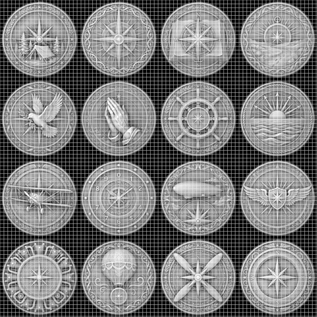 Coin Engraving File, 3D Relief, Sacred Geometry Bundle