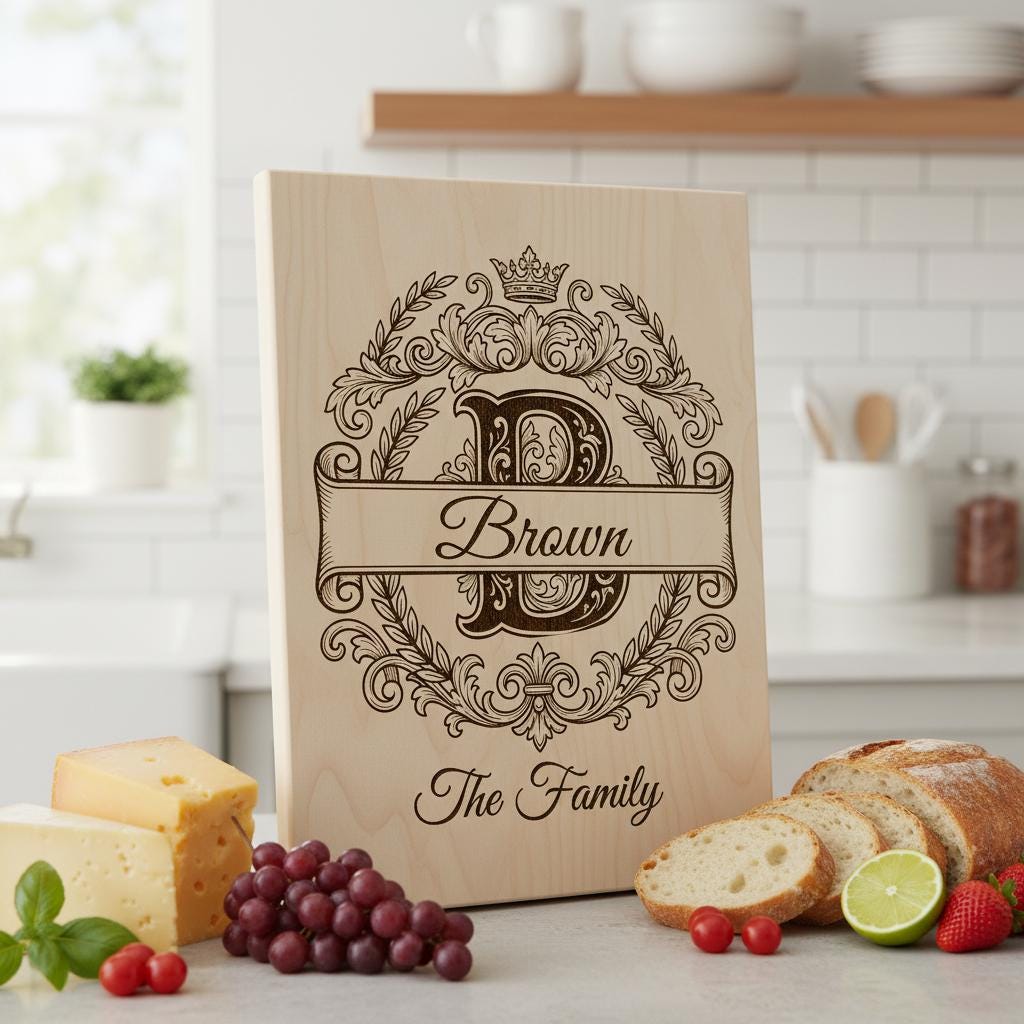 Custom Surname Monogram, Alphabet Family Name Laser Engraving for Wooden Boards
