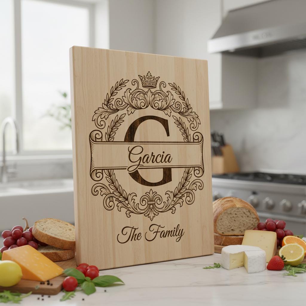 Custom Surname Monogram, Alphabet Family Name Laser Engraving for Wooden Boards