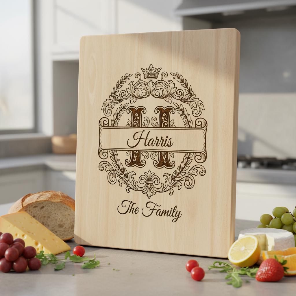 Custom Surname Monogram, Alphabet Family Name Laser Engraving for Wooden Boards