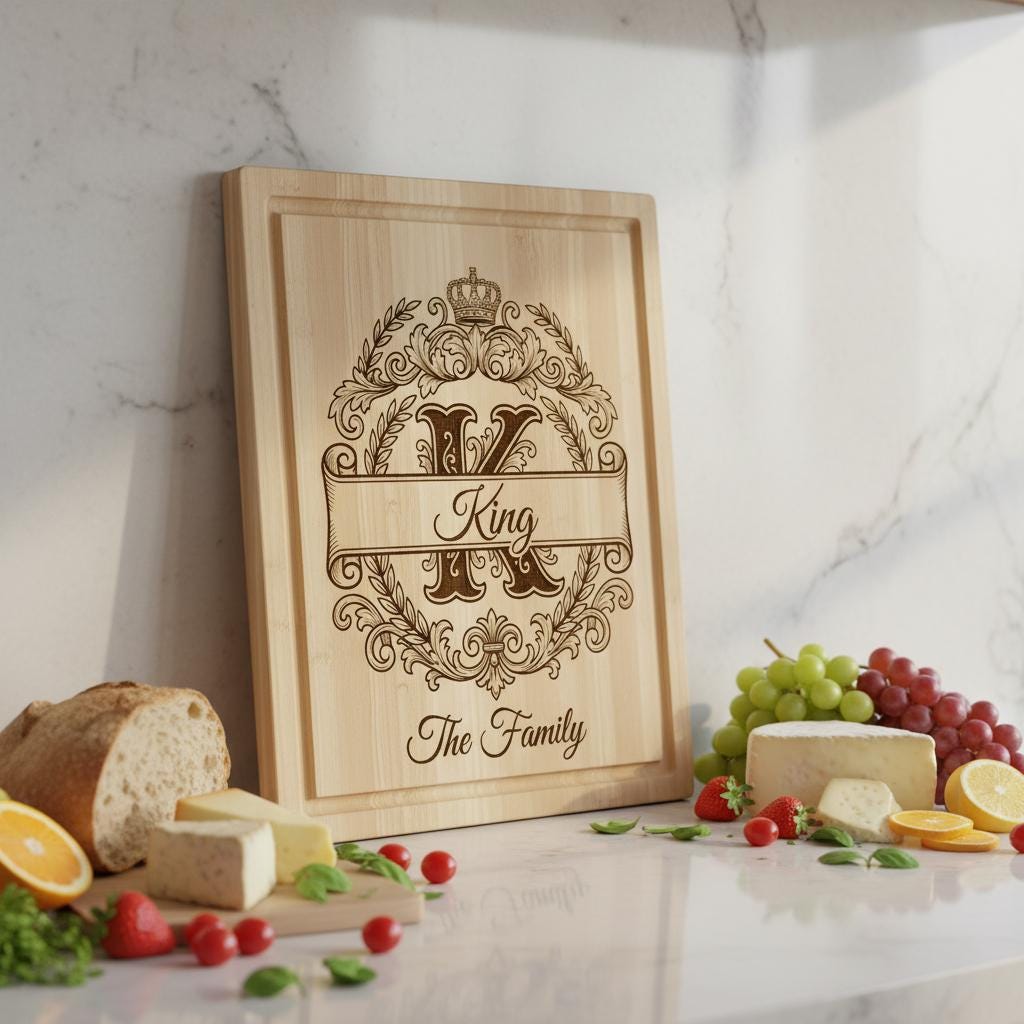 Custom Surname Monogram, Alphabet Family Name Laser Engraving for Wooden Boards