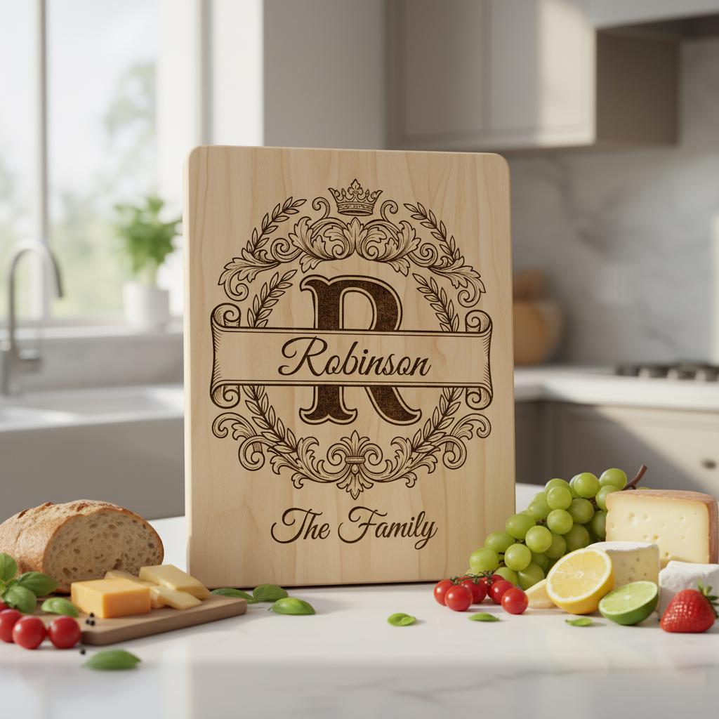 Custom Surname Monogram, Alphabet Family Name Laser Engraving for Wooden Boards