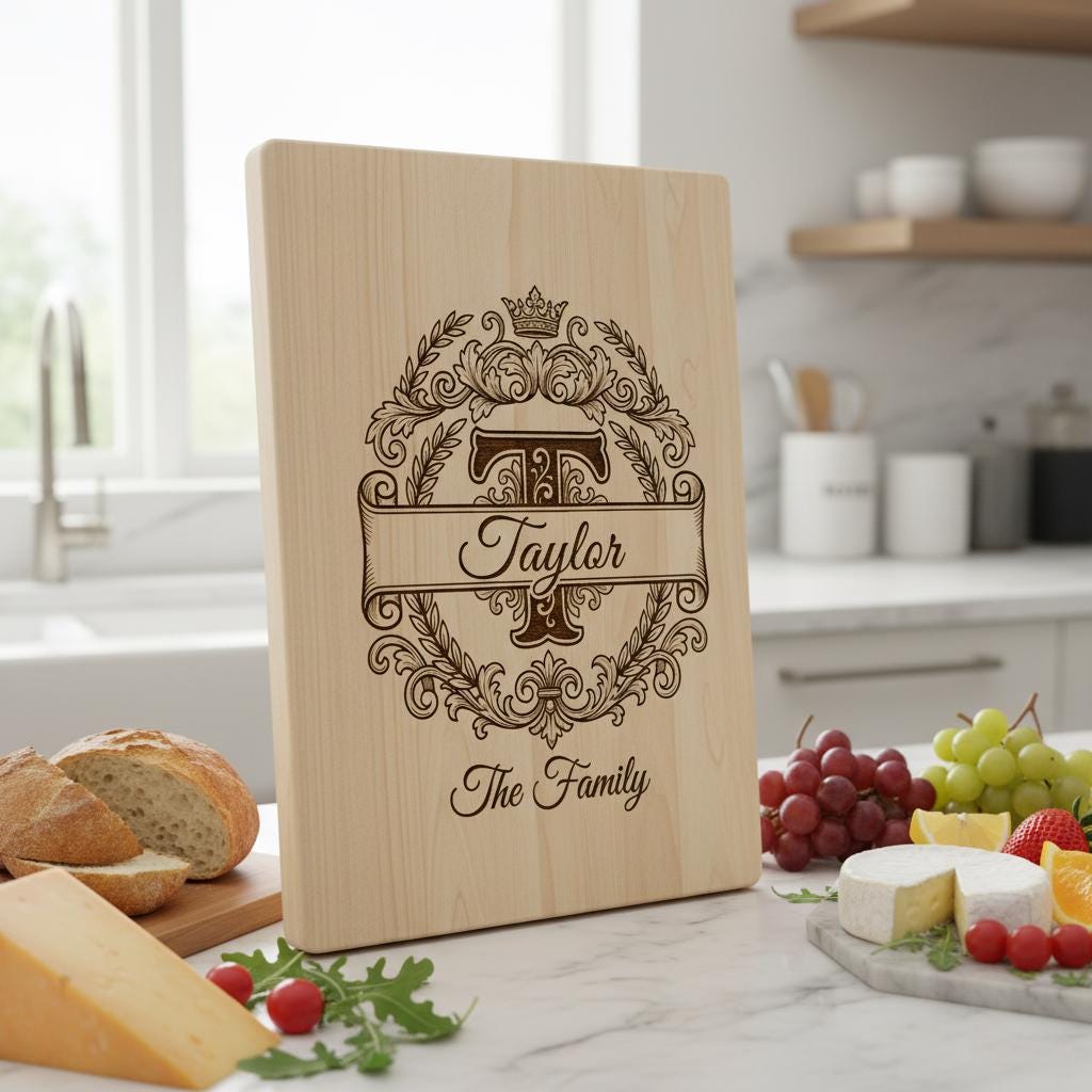 Custom Surname Monogram, Alphabet Family Name Laser Engraving for Wooden Boards