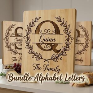Custom Surname Monogram, Minimalist Family Name Letters for Wood Engraving