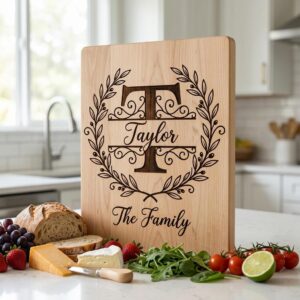 Custom Surname Monogram, Minimalist Family Name Letters for Wood Engraving