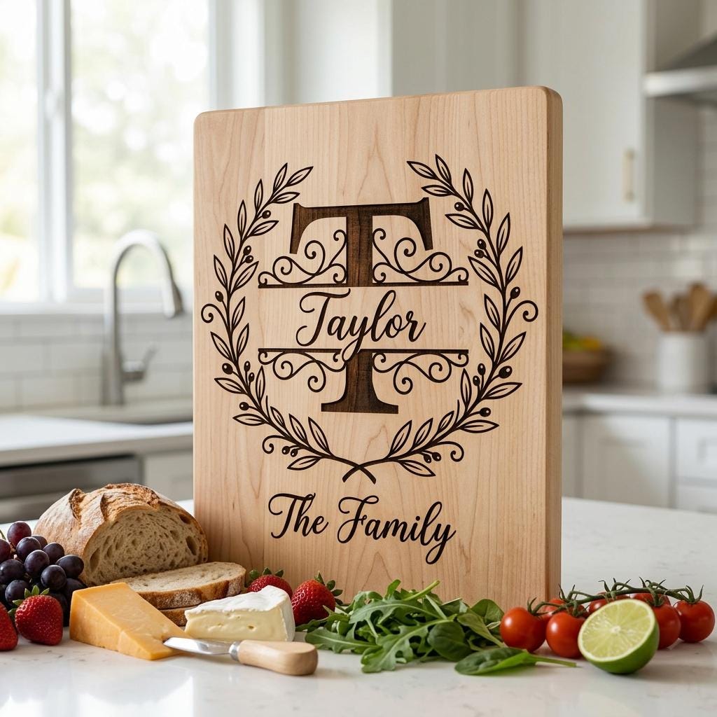 Custom Surname Monogram, Minimalist Family Name Letters for Wood Engraving