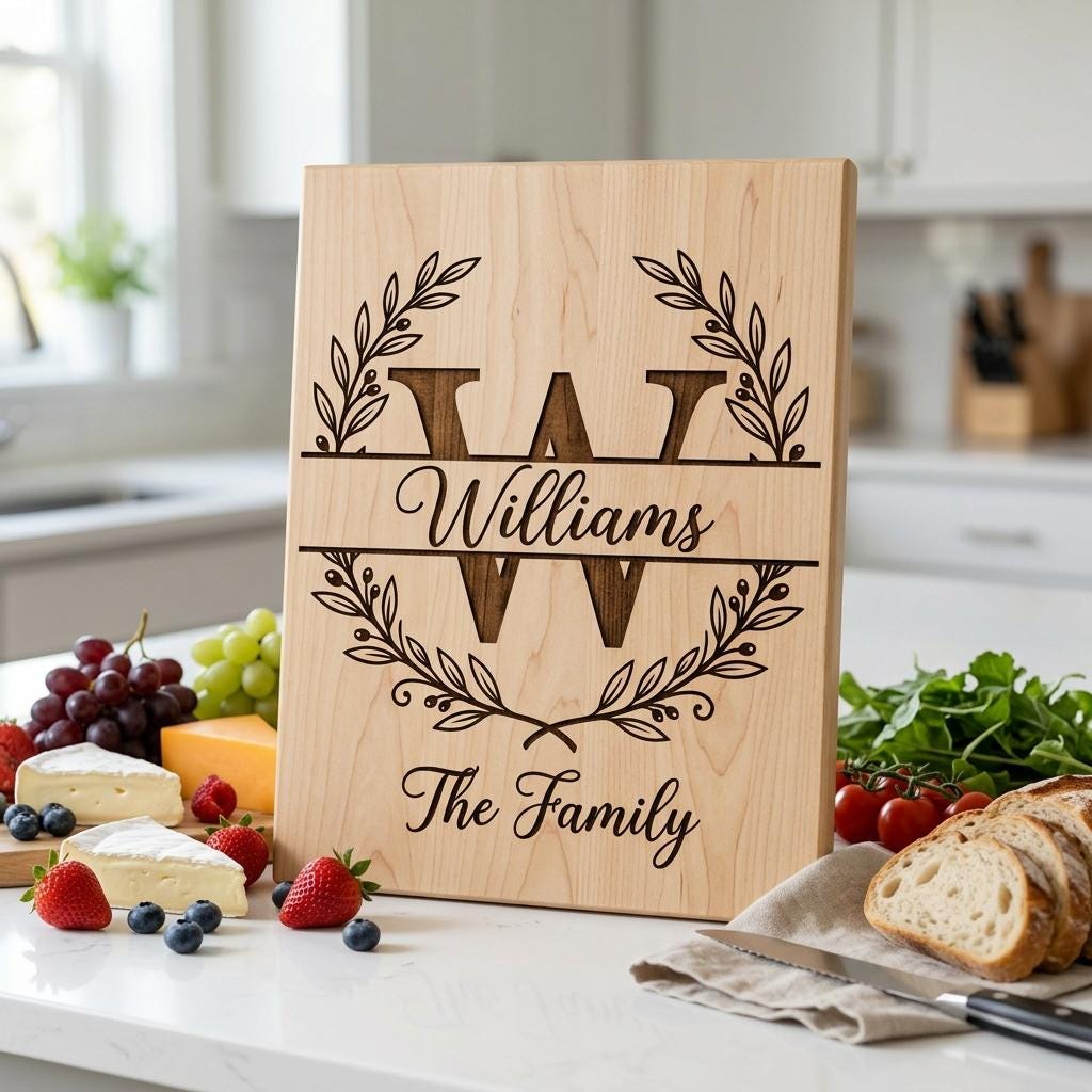 Custom Surname Monogram, Minimalist Family Name Letters for Wood Engraving