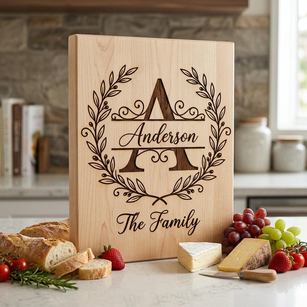 Custom Surname Monogram, Minimalist Family Name Letters for Wood Engraving