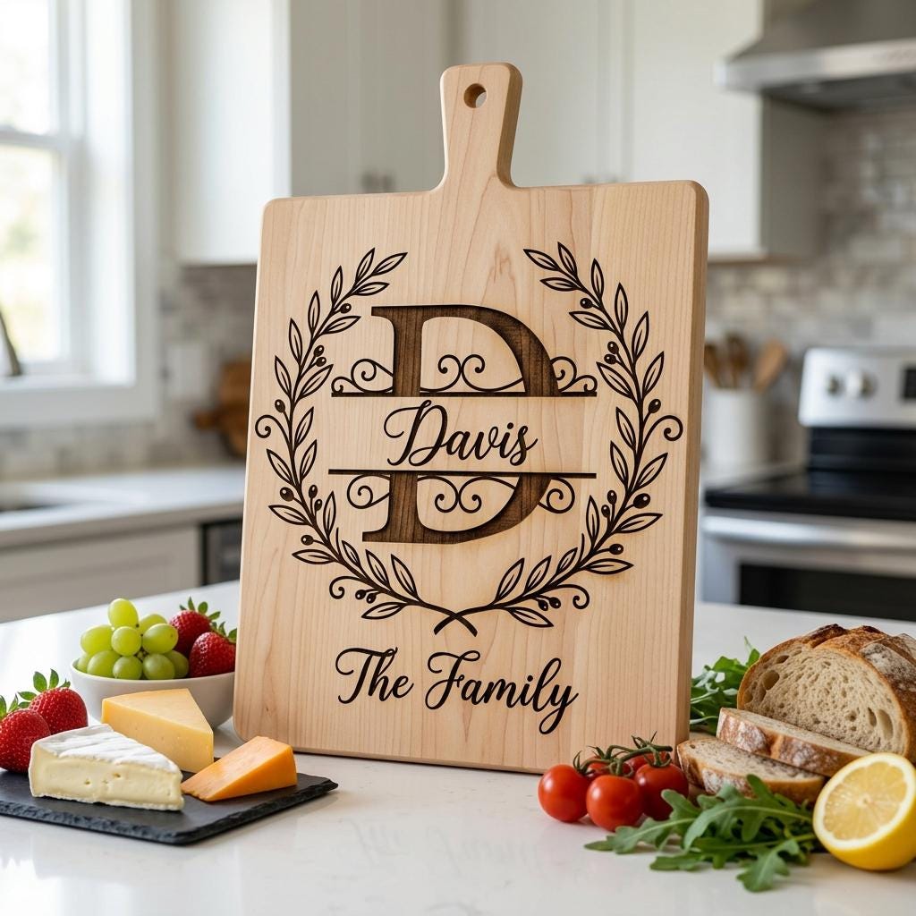 Custom Surname Monogram, Minimalist Family Name Letters for Wood Engraving