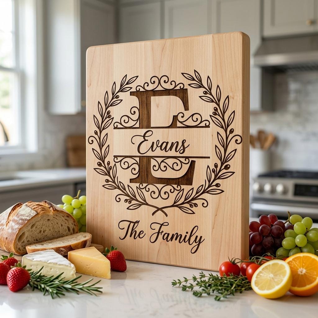 Custom Surname Monogram, Minimalist Family Name Letters for Wood Engraving