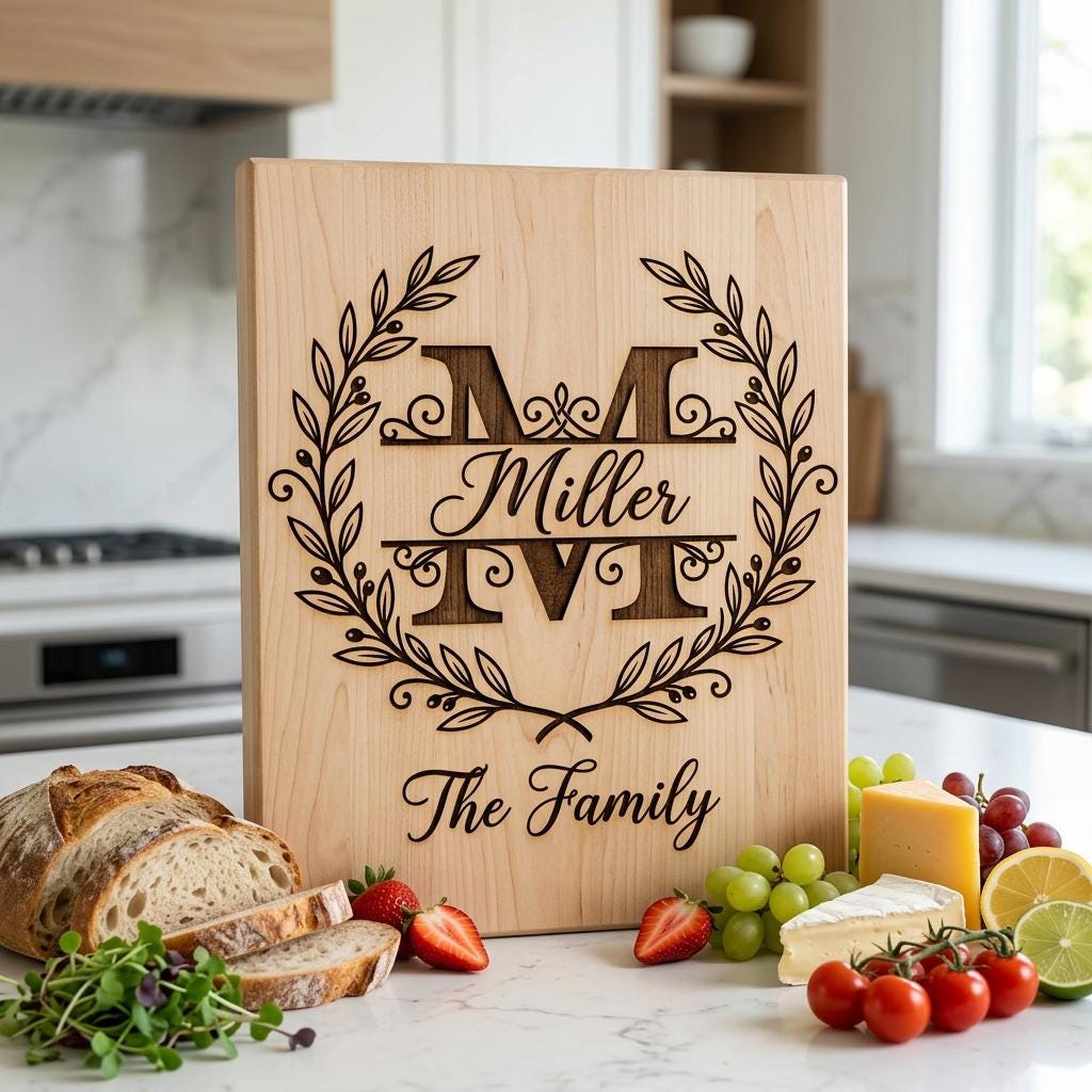 Custom Surname Monogram, Minimalist Family Name Letters for Wood Engraving