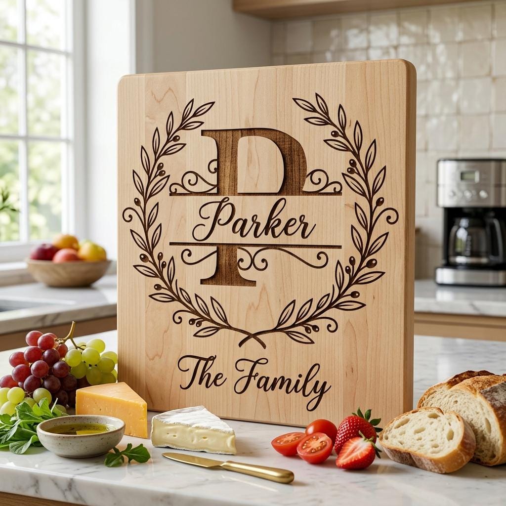 Custom Surname Monogram, Minimalist Family Name Letters for Wood Engraving