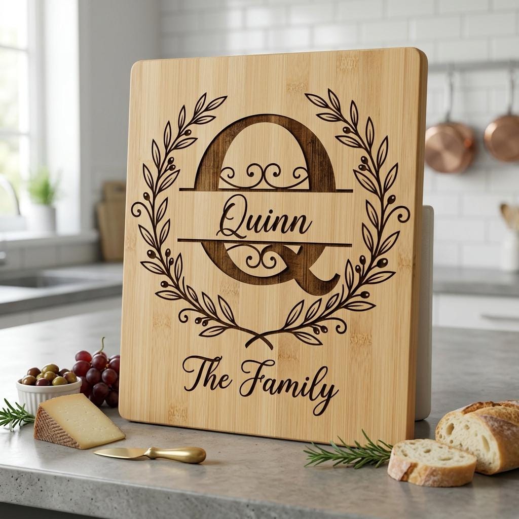 Custom Surname Monogram, Minimalist Family Name Letters for Wood Engraving