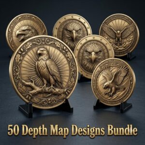 Eagle Relief Coin Engraving Depth Map, Patriotic Bronze Art PNG