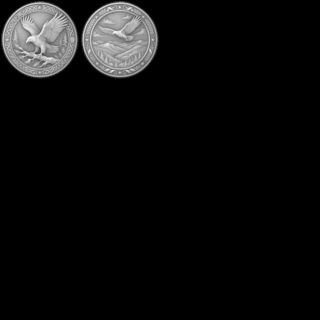 Eagle Relief Coin Engraving Depth Map, Patriotic Bronze Art PNG