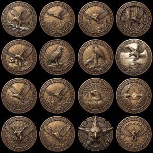 Eagle Relief Coin Engraving Depth Map, Patriotic Bronze Art PNG