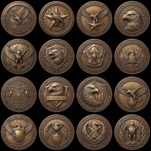 Eagle Relief Coin Engraving Depth Map, Patriotic Bronze Art PNG