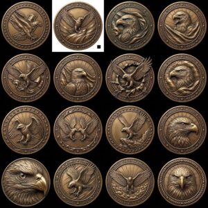 Eagle Relief Coin Engraving Depth Map, Patriotic Bronze Art PNG