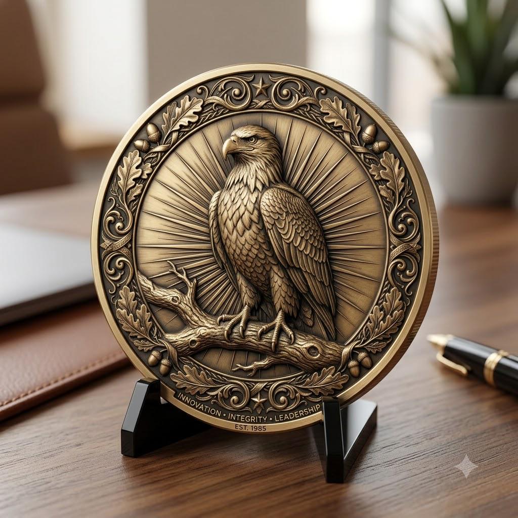 Eagle Relief Coin Engraving Depth Map, Patriotic Bronze Art PNG