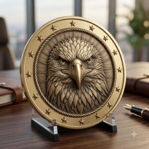 Eagle Relief Coin Engraving Depth Map, Patriotic Bronze Art PNG