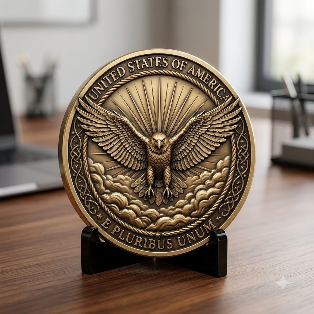 Eagle Relief Coin Engraving Depth Map, Patriotic Bronze Art PNG