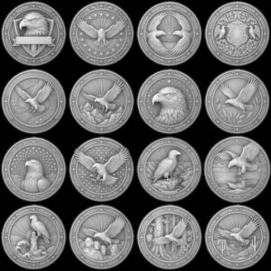 Eagle Relief Coin Engraving Depth Map, Patriotic Bronze Art PNG