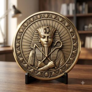 Egyptian Pharaoh Coin Engraving, Depth Map Relief, Bronze Sun God PNG Bundle